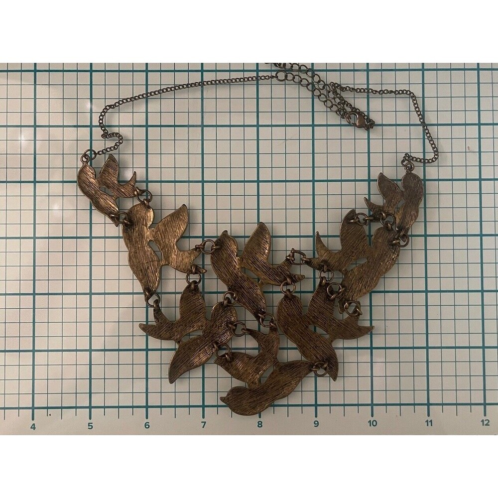 Brass Bird Bib Necklace VTG Granny Core Boho Core No Sig 70's - Picture 4 of 6